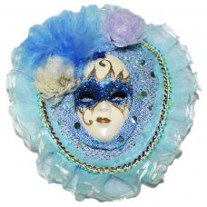 Χριστουγεννιάτικη Κρεμαστή Μάσκα με Γαλάζιο Τούλι (11cm)